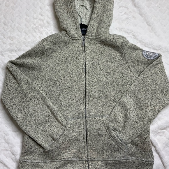 DKNY Knit Zip Up Hoodie with Sheepskin Interior - Picture 1 of 8